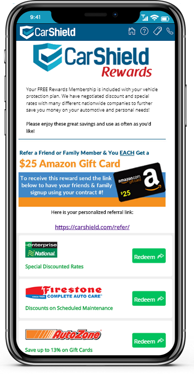 CarShield Rewards on mobile