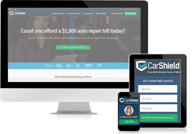 CarShield website on computer